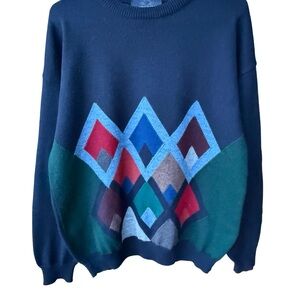 Vintage Made in Italy Il Granchio Men’s Wool Geometric Pattern Sweater Sz Large